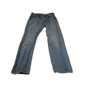 Levi's Jeans Mens 501xx 34x36 Blue Denim Button Fly Light Wash Distressed VTG 90